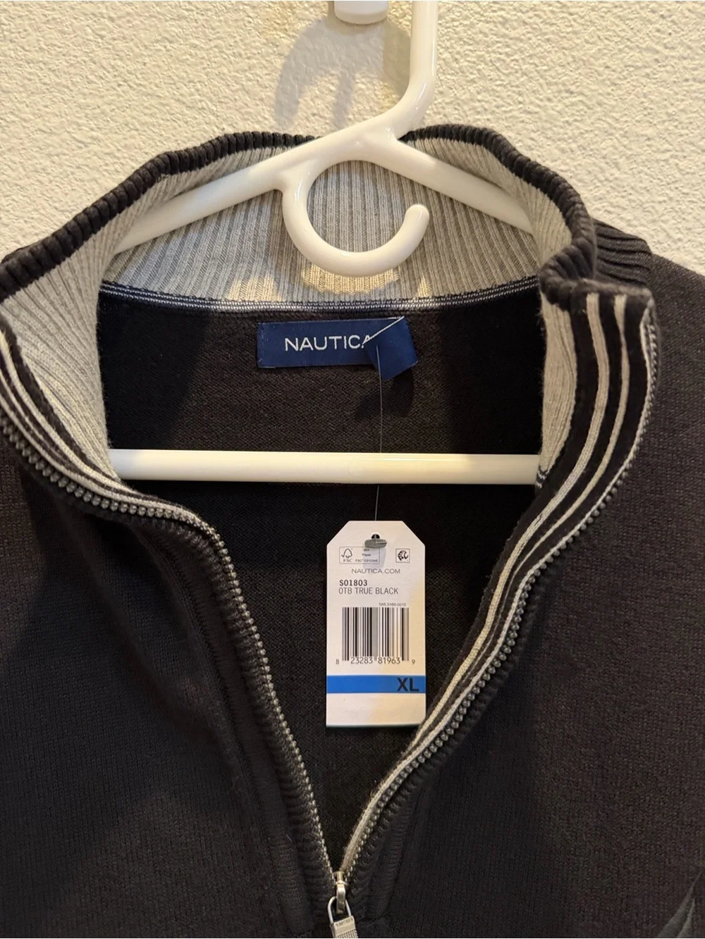 Nautica Men's Black Half-Zip Mock Neck Sweater NWT